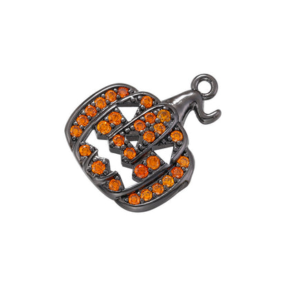 10pcs/lot CZ Paved Pumpkin Charm for Halloween Black CZ Paved Charms Halloween Charms Charms Beads Beyond