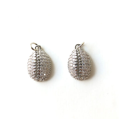 10pcs/lot 18.5*12mm CZ Paved Shell Charms