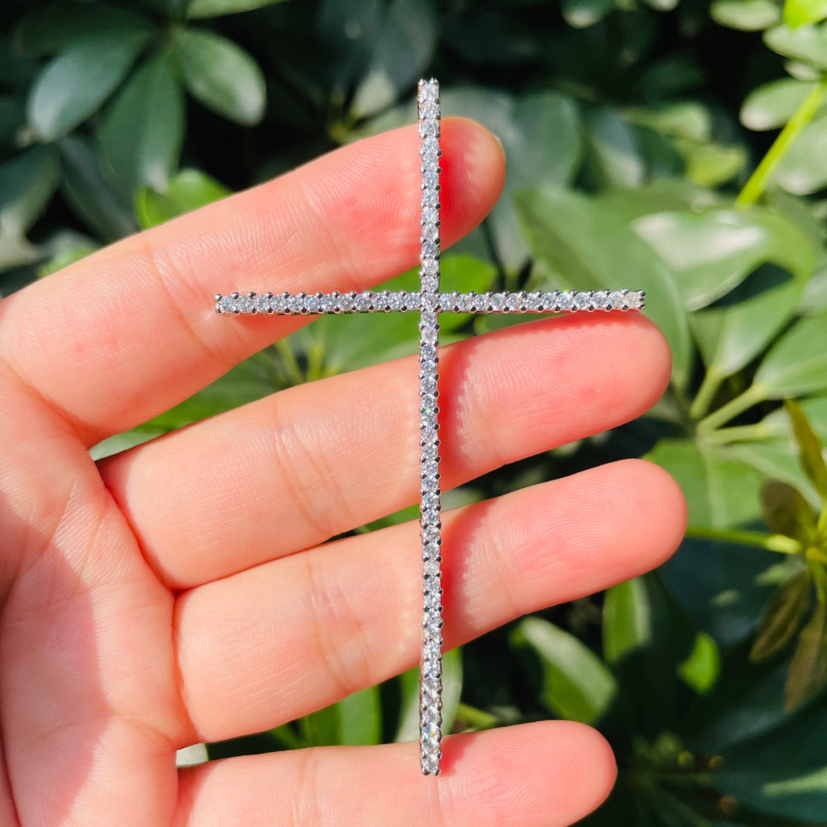 5-10pcs/lot Big Size CZ Paved Cross Charms Pendant for Necklaces Making Silver CZ Paved Charms Crosses New Charms Arrivals Charms Beads Beyond