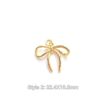 10pcs/lot Gold-Plated Bow Bowknot Charms