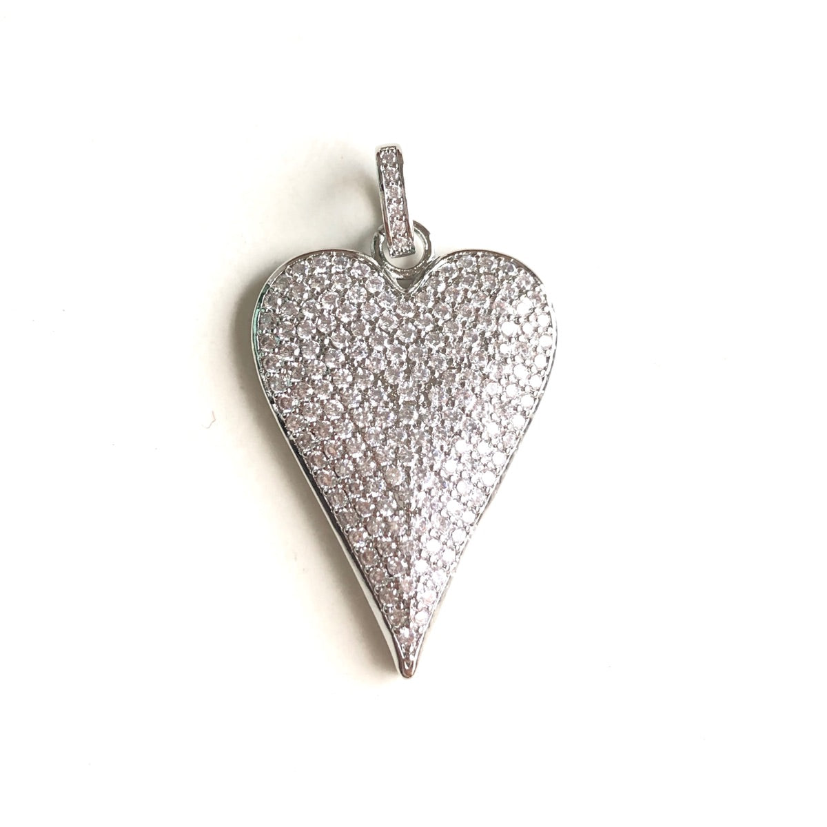 10pcs/lot 40*23mm CZ Paved Heart Charm Pendants Silver CZ Paved Charms Hearts New Charms Arrivals Charms Beads Beyond