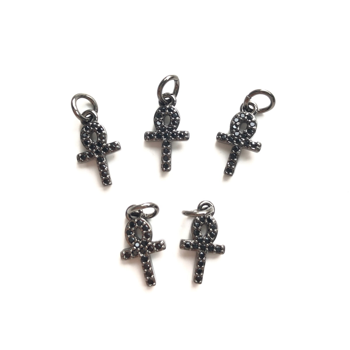 10pcs/lot Small Size CZ Pave ANKH Charm Pendants Black on Black CZ Paved Charms ANKH Small Sizes Symbols Charms Beads Beyond