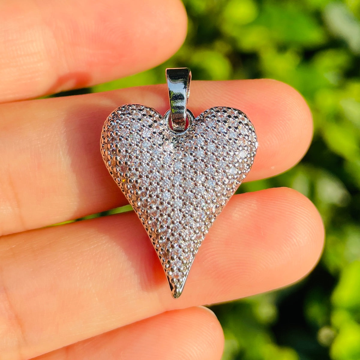 10pcs/lot CZ Paved 3D Heart Charm Pendants CZ Paved Charms Hearts New Charms Arrivals Charms Beads Beyond