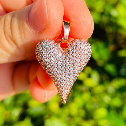 10pcs/lot CZ Paved 3D Heart Charm Pendants CZ Paved Charms Hearts New Charms Arrivals Charms Beads Beyond