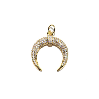 10pcs/lot 25*22.8mm CZ Paved Moon Charms