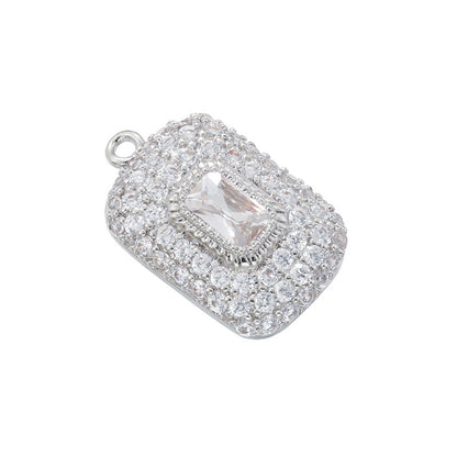 10pcs/lot Small Size Colorful Diamond CZ Pave Rectangle Charms Clear on Silver CZ Paved Charms Colorful Zirconia Diamond Small Sizes Charms Beads Beyond