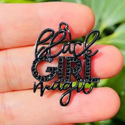 10pcs/lot CZ Paved Black Girl Magic Charms CZ Paved Charms New Charms Arrivals Words & Quotes Charms Beads Beyond