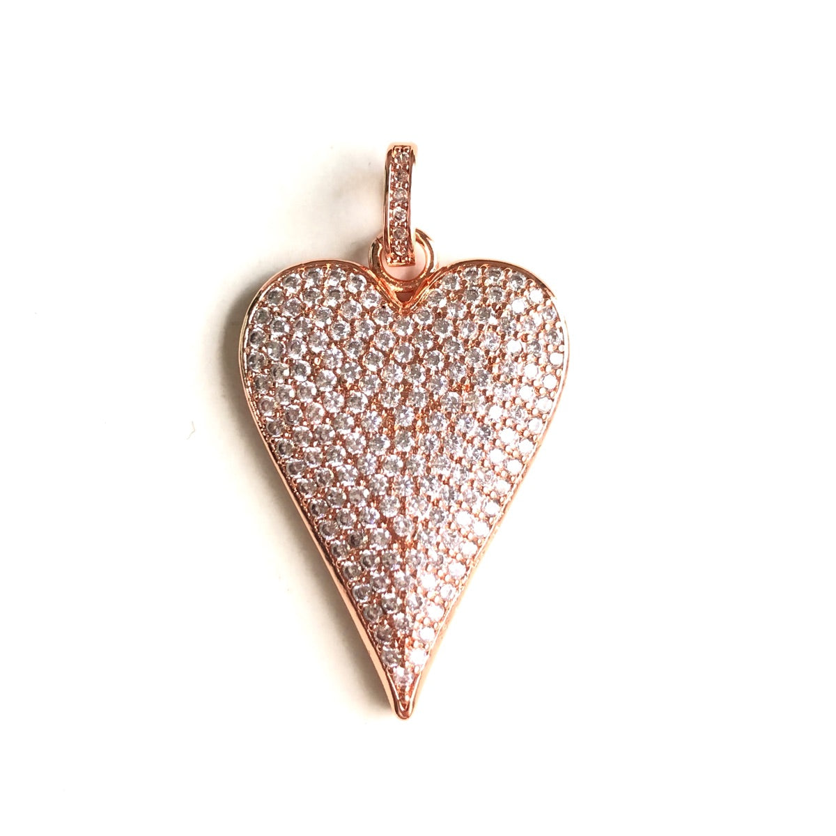 10pcs/lot 40*23mm CZ Paved Heart Charm Pendants Rose Gold CZ Paved Charms Hearts New Charms Arrivals Charms Beads Beyond