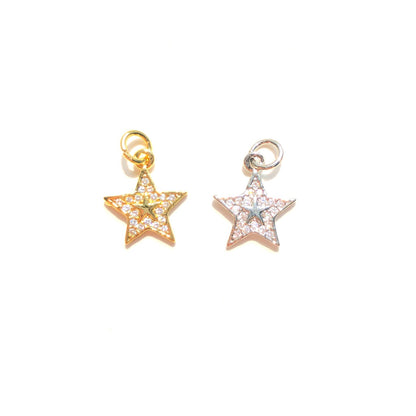 10pcs/lot 13.5*11.7mm Small Size CZ Paved Star Charms