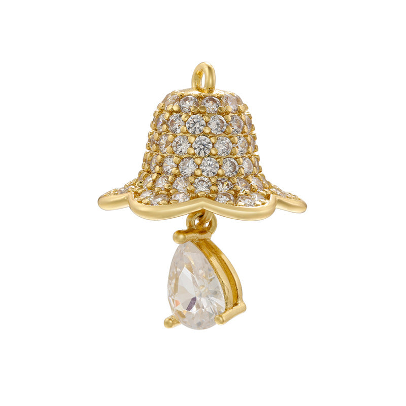 10pcs/lot CZ Paved Christmas Bell Santa Hat Charms Christmas Bell-Gold CZ Paved Charms Christmas Charms Beads Beyond