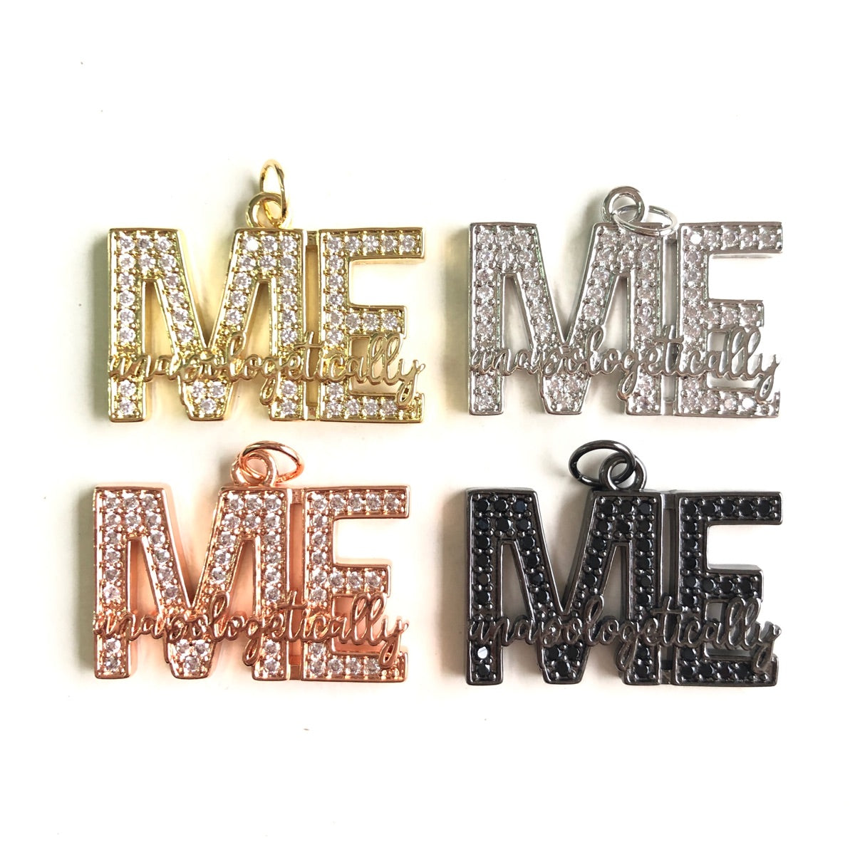 10pcs/lot CZ Paved Unapologetically ME Word Charms Mix Colors CZ Paved Charms New Charms Arrivals Words & Quotes Charms Beads Beyond