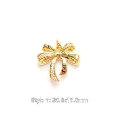 10pcs/lot Gold-Plated Bow Bowknot Charms