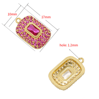 10pcs/lot Small Size Colorful Diamond CZ Pave Rectangle Charms CZ Paved Charms Colorful Zirconia Diamond Small Sizes Charms Beads Beyond
