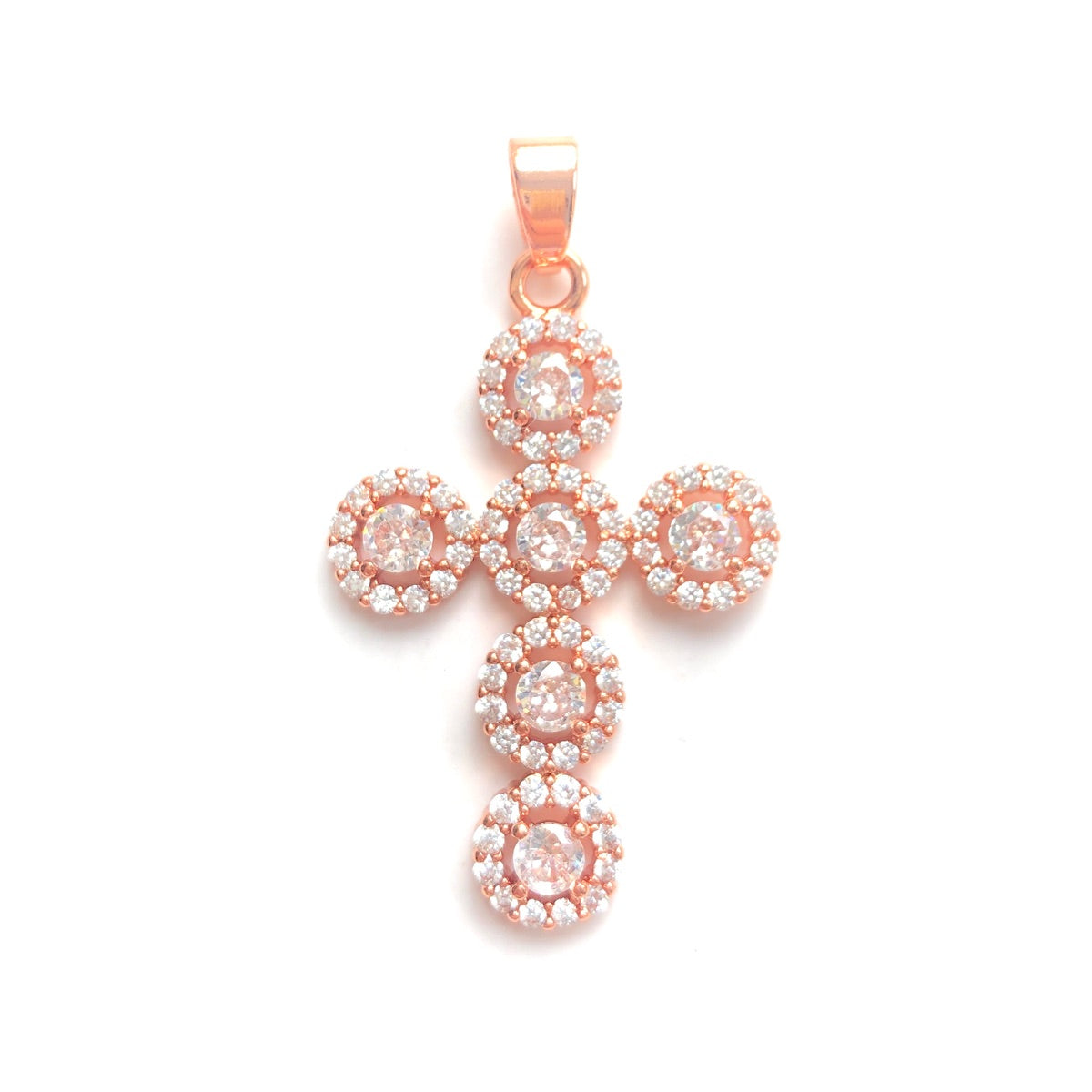 10pcs/lot 39*22mm CZ Paved Cross Charms Rose Gold CZ Paved Charms Crosses New Charms Arrivals Charms Beads Beyond