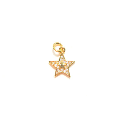 10pcs/lot 13.5*11.7mm Small Size CZ Paved Star Charms