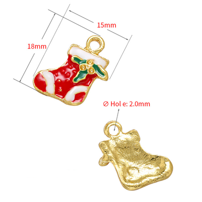 20pcs/lot Enamel Christmas Bell Santa Tree Stocking Charms CZ Paved Charms Christmas Charms Beads Beyond