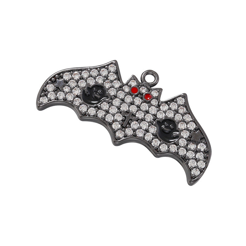 10pcs/lot CZ Paved Bat Charm for Halloween Clear on Black CZ Paved Charms Halloween Charms Charms Beads Beyond