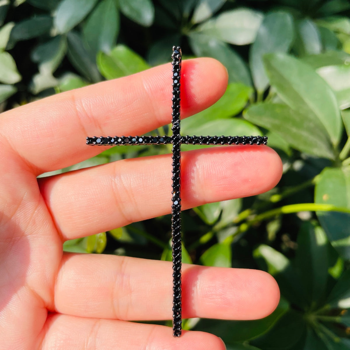 5-10pcs/lot Big Size CZ Paved Cross Charms Pendant for Necklaces Making Black on Black CZ Paved Charms Crosses New Charms Arrivals Charms Beads Beyond