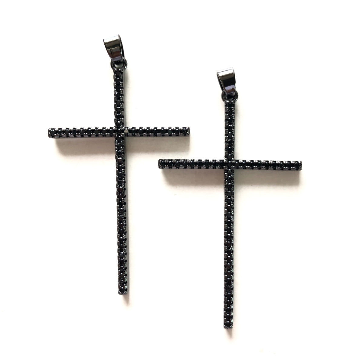 10pcs/lot Big Size Slim CZ Paved Cross Charms Black on Black CZ Paved Charms Crosses New Charms Arrivals Charms Beads Beyond