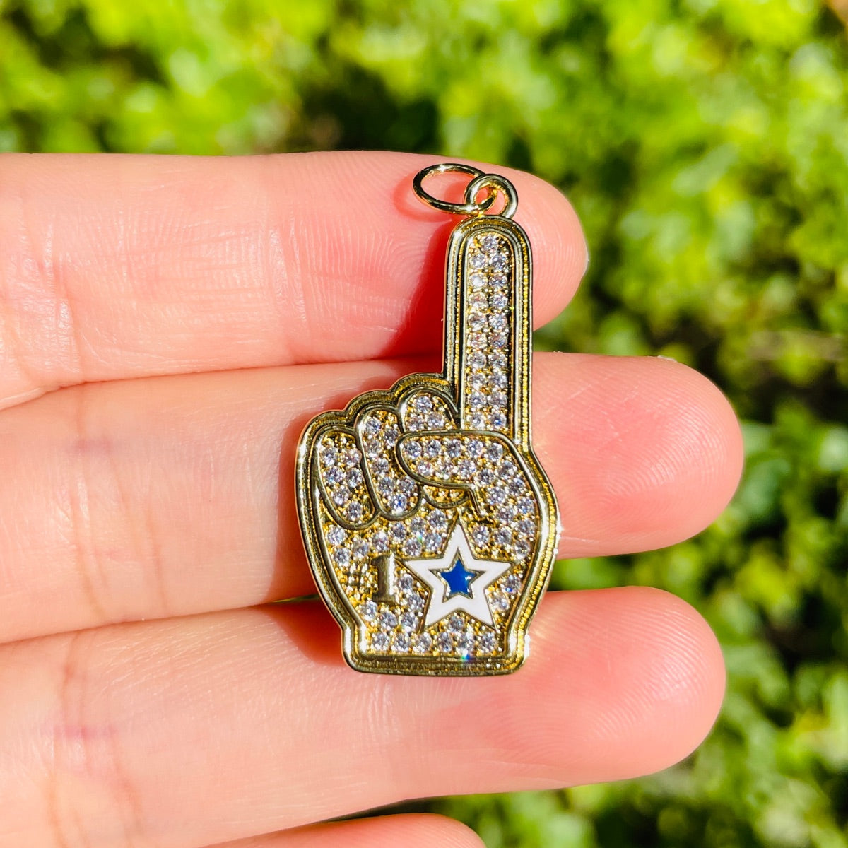 10pcs/Lot CZ Paved #1 Cowboys Fan American Dallas Football Soccer Charms Gold CZ Paved Charms American Football Sports New Charms Arrivals Charms Beads Beyond
