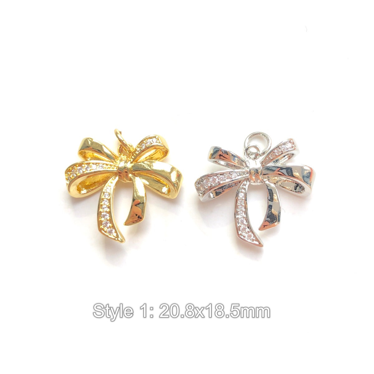 10pcs/lot Gold-Plated Bow Bowknot Charms