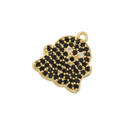 10pcs/lot Small Size CZ Paved Ghost Charm for Halloween Black on Gold CZ Paved Charms Halloween Charms Charms Beads Beyond