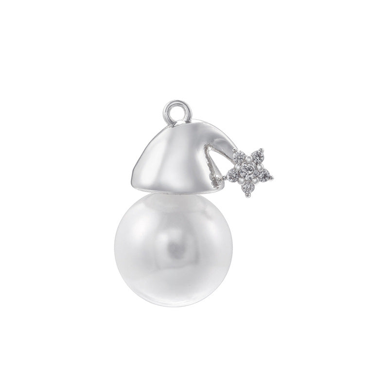 10pcs/lot CZ Paved Christmas Bell Santa Hat Charms Santa Hat-Silver CZ Paved Charms Christmas Charms Beads Beyond