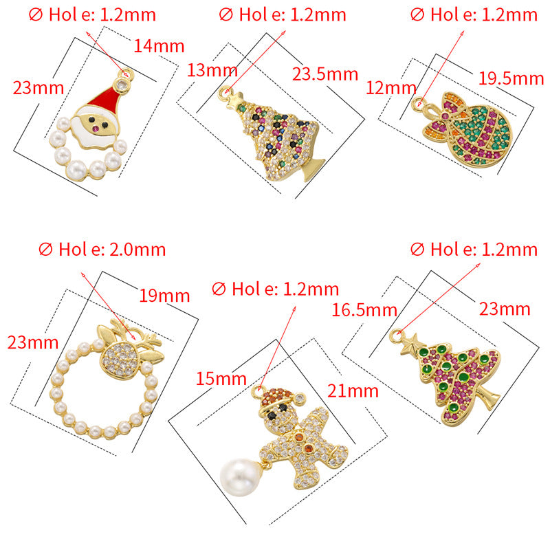 10pcs/lot Small Size CZ Paved Christmas Charms CZ Paved Charms Christmas Charms Beads Beyond