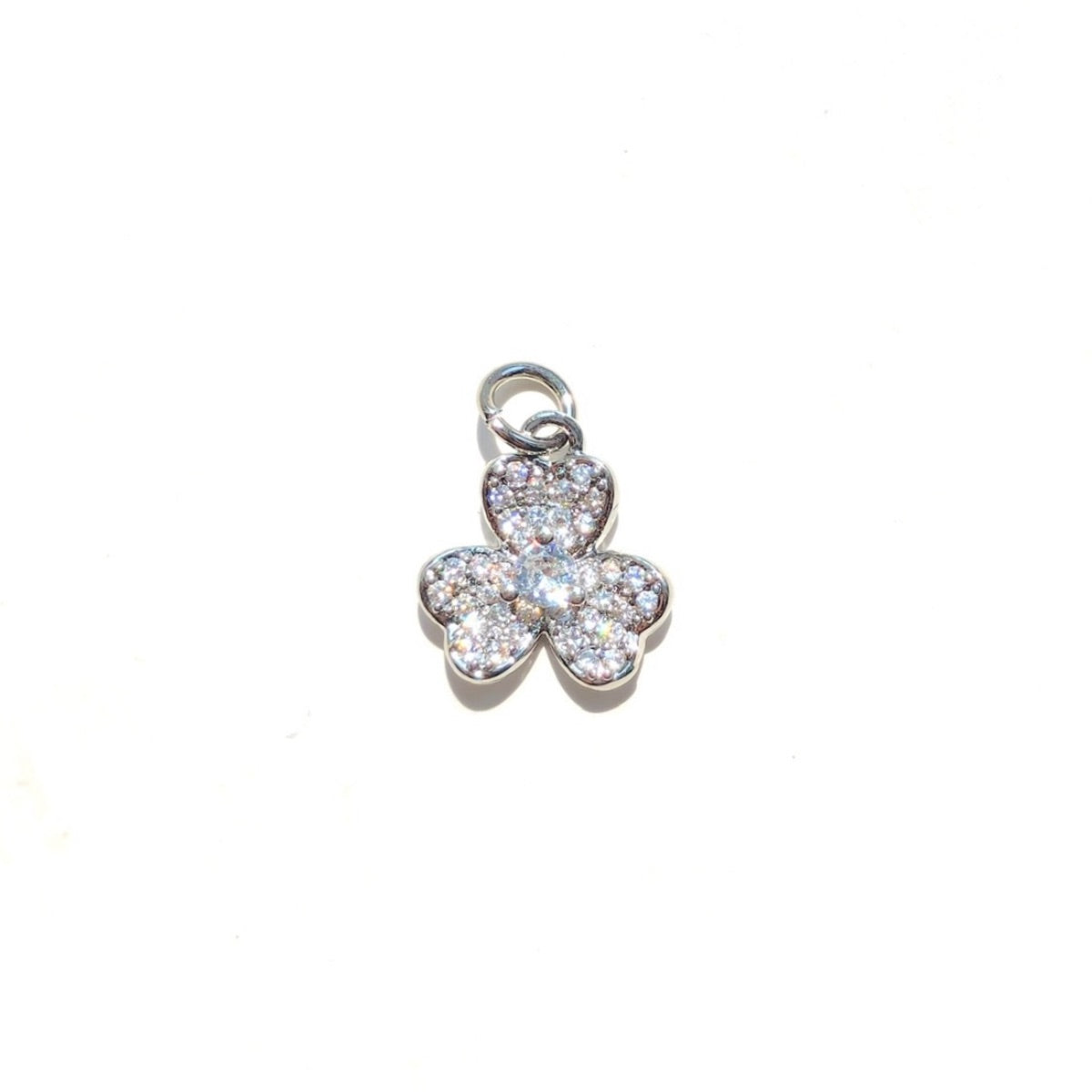 10pcs/lot 13*12mm Small Size CZ Pave Flower Charms