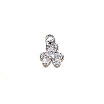 10pcs/lot 13*12mm Small Size CZ Pave Flower Charms