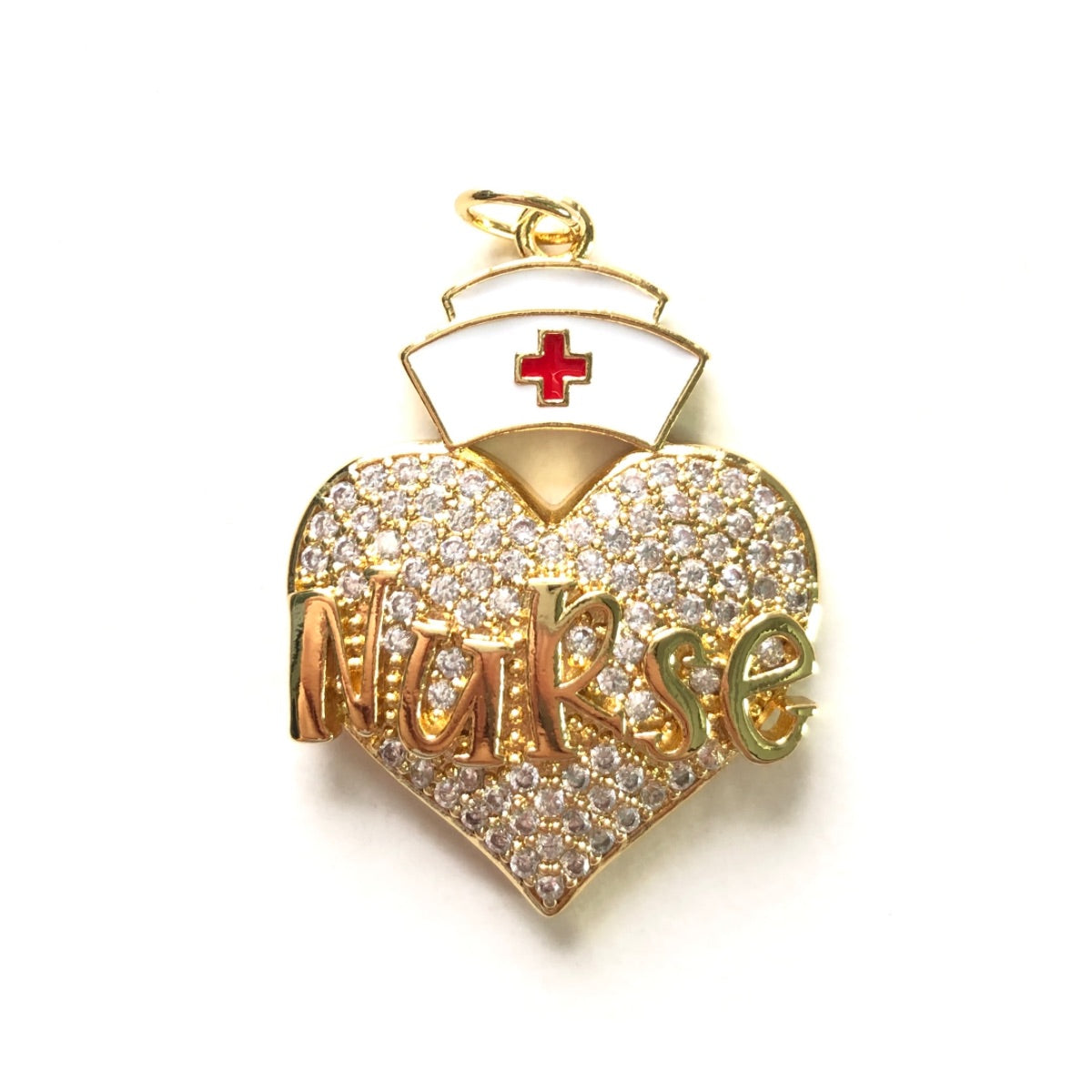 10pcs/lot CZ Pave Nurse Cap Heart Word Charms Nurse's Day CZ Paved Charms New Charms Arrivals Nurse Inspired Charms Beads Beyond