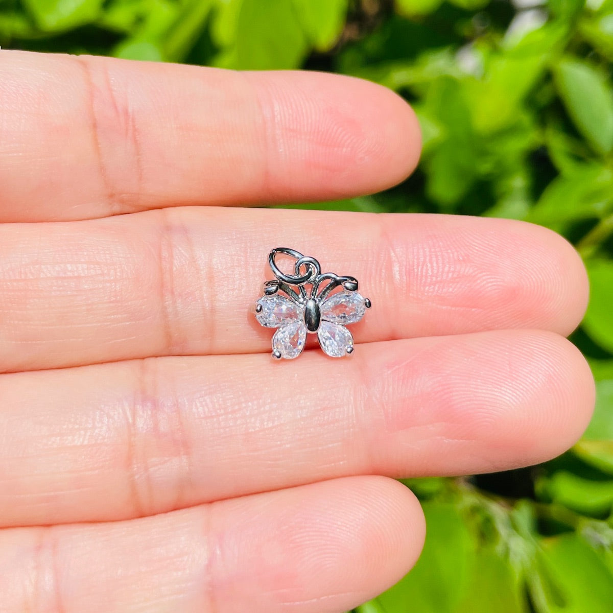 10pcs/lot Small Size CZ Paved Butterfly Charm
