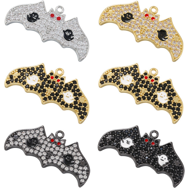 10pcs/lot CZ Paved Bat Charm for Halloween Mix Colors CZ Paved Charms Halloween Charms Charms Beads Beyond