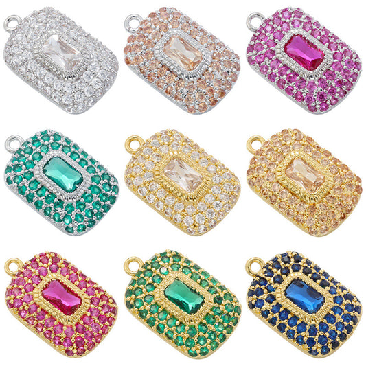 10pcs/lot Small Size Colorful Diamond CZ Pave Rectangle Charms Mix Colors CZ Paved Charms Colorful Zirconia Diamond Small Sizes Charms Beads Beyond