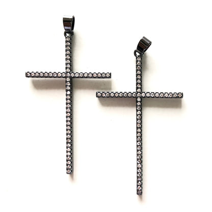 10pcs/lot Big Size Slim CZ Paved Cross Charms Black CZ Paved Charms Crosses New Charms Arrivals Charms Beads Beyond