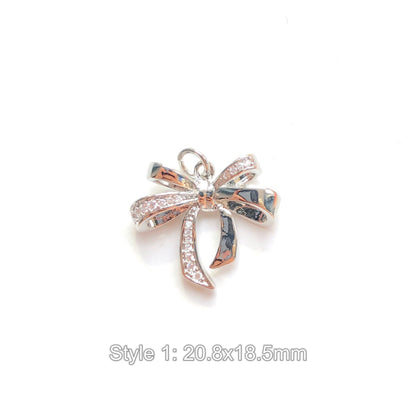 10pcs/lot Gold-Plated Bow Bowknot Charms