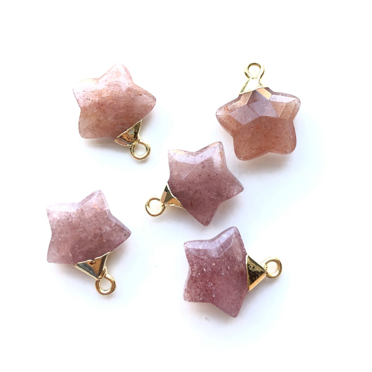 5pcs/Lot Gold Plated Natural Amethyst Labradorite Black Onyx Red Agate Faceted Star Charms Strawberry Quartz Stone Charms New Charms Arrivals Charms Beads Beyond