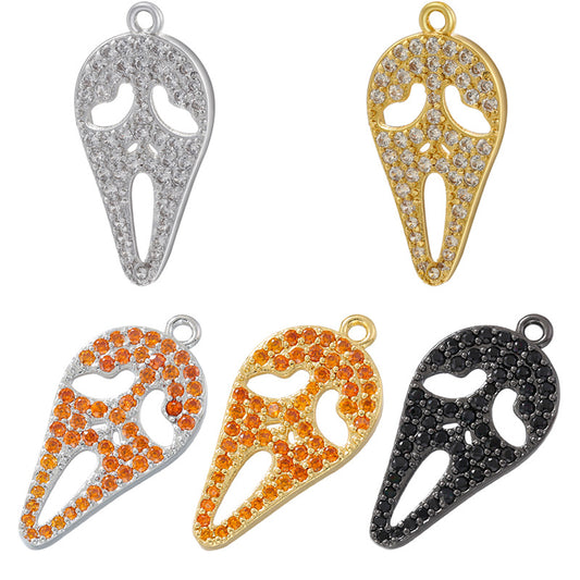 10pcs/lot CZ Paved Skull Charm for Halloween Mix Colors CZ Paved Charms Halloween Charms Charms Beads Beyond