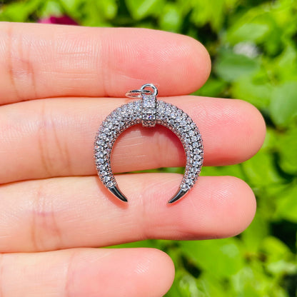 10pcs/lot 25*22.8mm CZ Paved Moon Charms