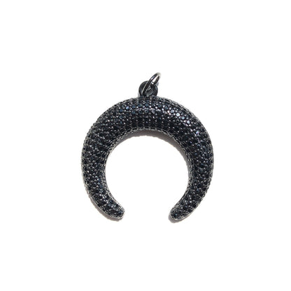 5-10pcs/lot 30.2*29.5mm Big Size CZ Paved Moon Charms