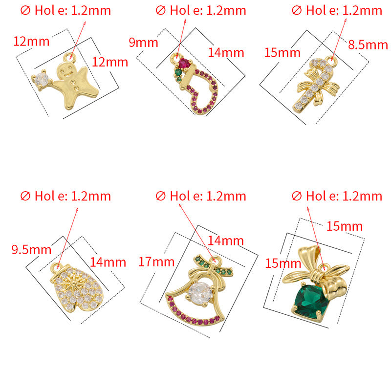 10pcs/lot Small Size CZ Paved Christmas Charms CZ Paved Charms Christmas Charms Beads Beyond