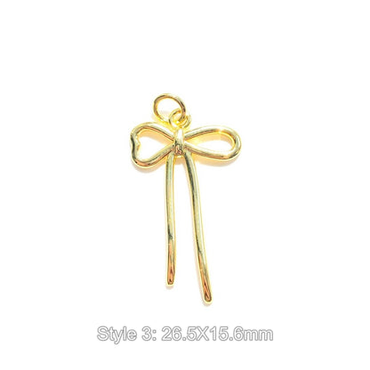 10pcs/lot Gold-Plated Bow Bowknot Charms