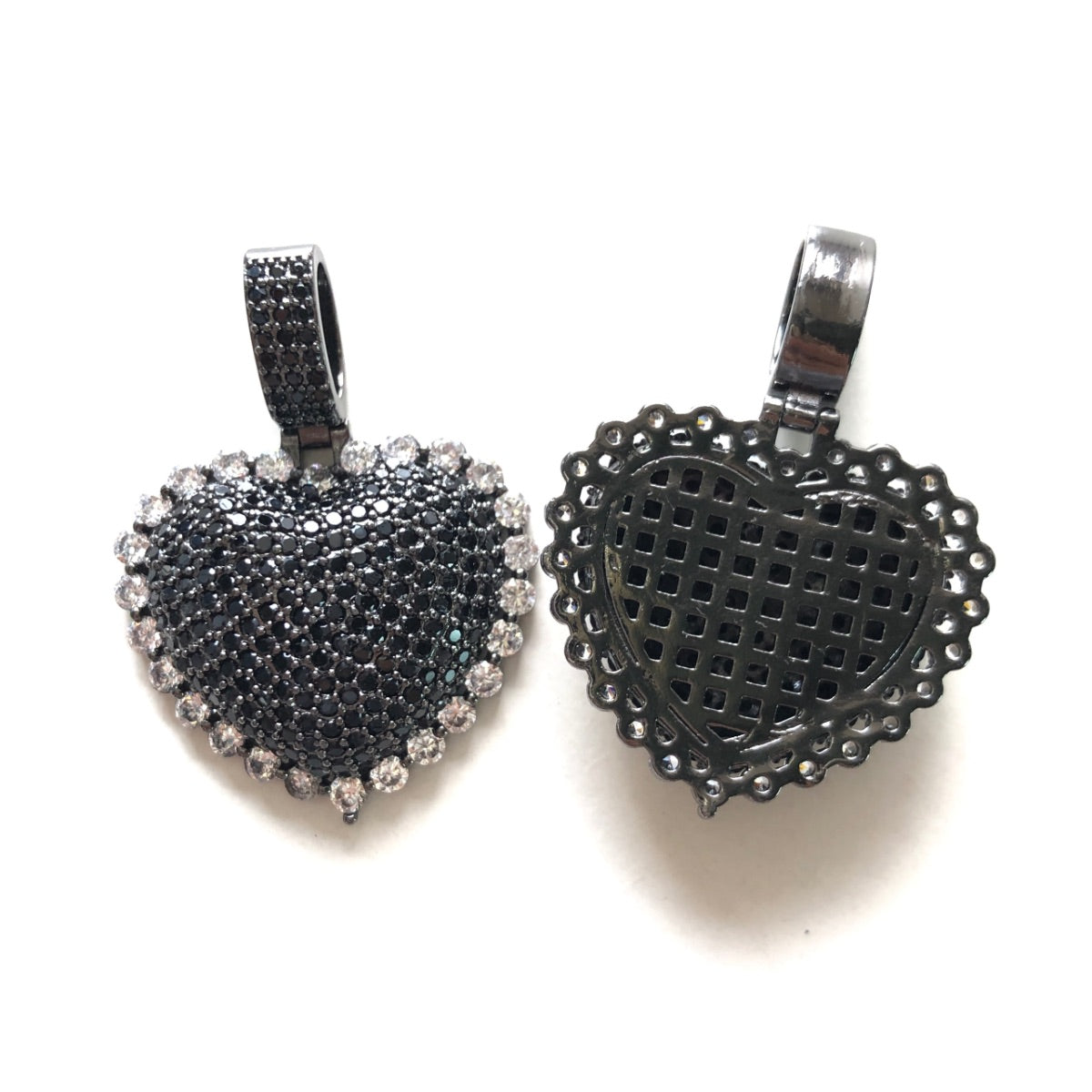 5-10pcs/lot Large Size CZ Paved 3D Heart Charms CZ Paved Charms Hearts New Charms Arrivals Charms Beads Beyond