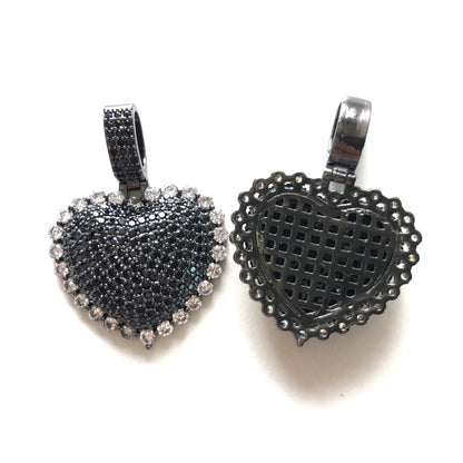5-10pcs/lot Large Size CZ Paved 3D Heart Charms CZ Paved Charms Hearts New Charms Arrivals Charms Beads Beyond