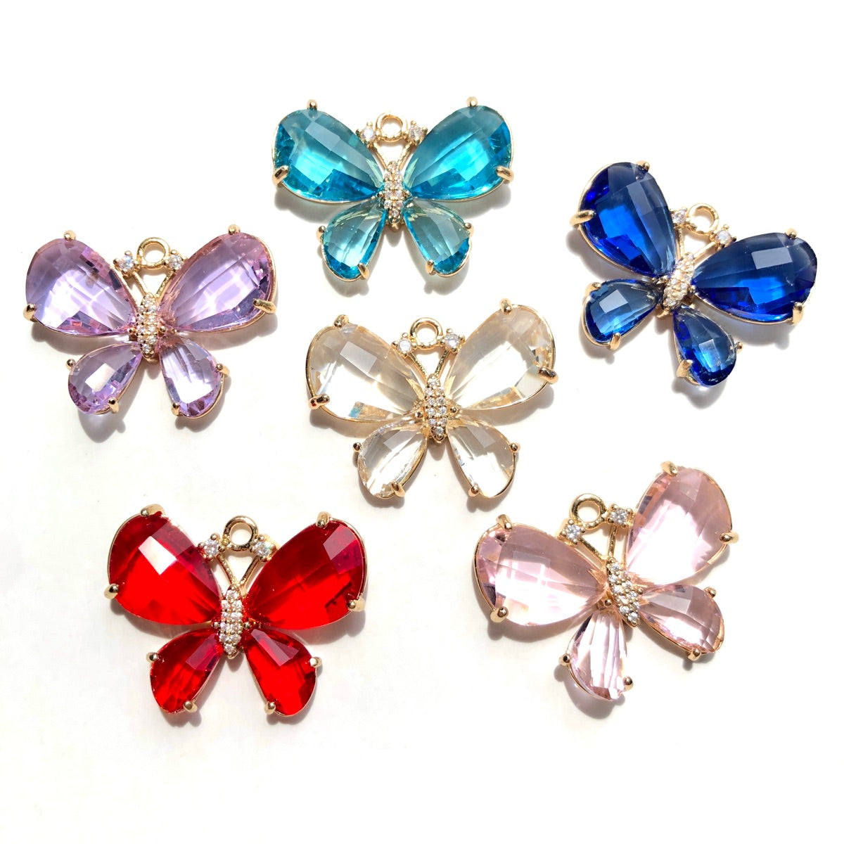 10pcs/lot 28.5*22mm Colorful Crystal Glass CZ Pave Butterfly Charms CZ Paved Charms Butterflies Charms Beads Beyond