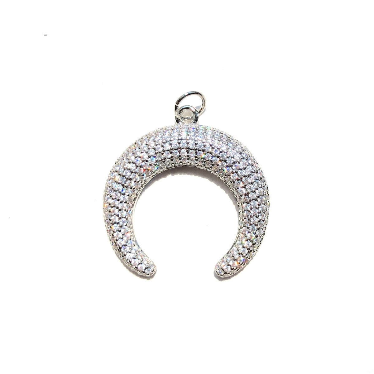 5-10pcs/lot 30.2*29.5mm Big Size CZ Paved Moon Charms