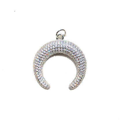 5-10pcs/lot 30.2*29.5mm Big Size CZ Paved Moon Charms