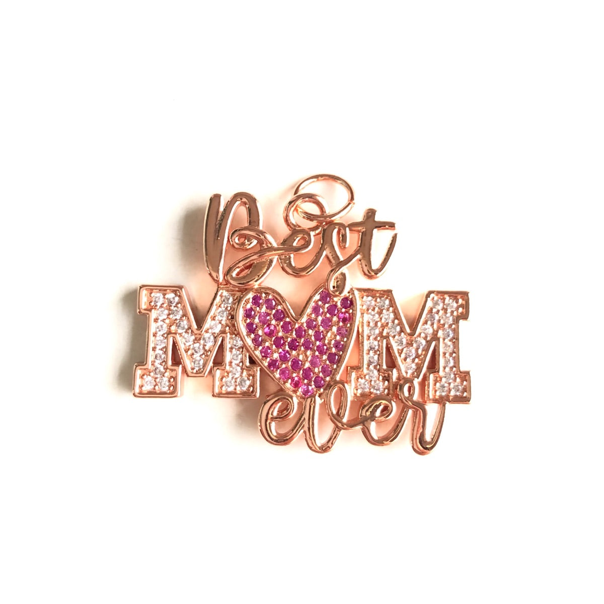 10pcs/lot CZ Pave Best Mom Ever Word Charms-Mother's Day Rose Gold CZ Paved Charms Mother's Day New Charms Arrivals Words & Quotes Charms Beads Beyond