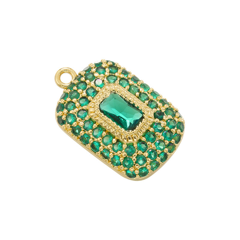 10pcs/lot Small Size Colorful Diamond CZ Pave Rectangle Charms Gree on Gold CZ Paved Charms Colorful Zirconia Diamond Small Sizes Charms Beads Beyond