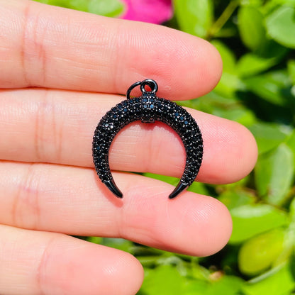 10pcs/lot 25*22.8mm CZ Paved Moon Charms